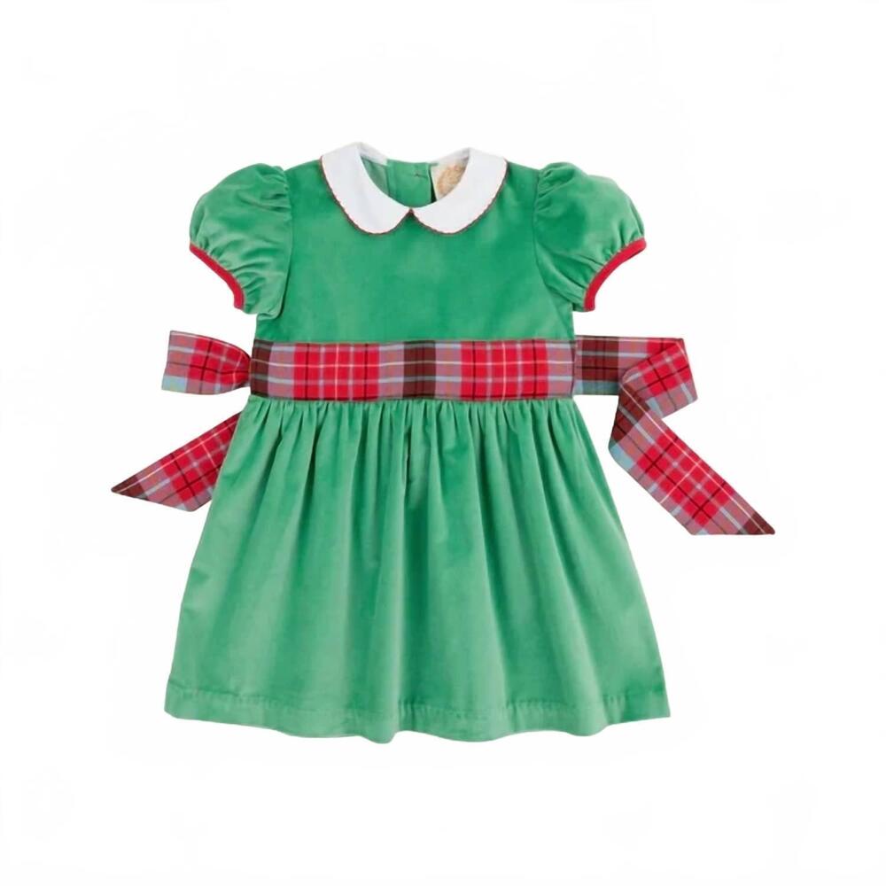 NEW THE BEAUFORT BONNET COMPANY girl's wilson pier plaid cindy lou sash dress in